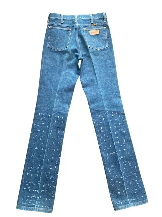 Vintage Wrangler Cowboy Cut Straight Leg Printed Women’s Jeans 31x36 USA Talon - Picture 6 of 15